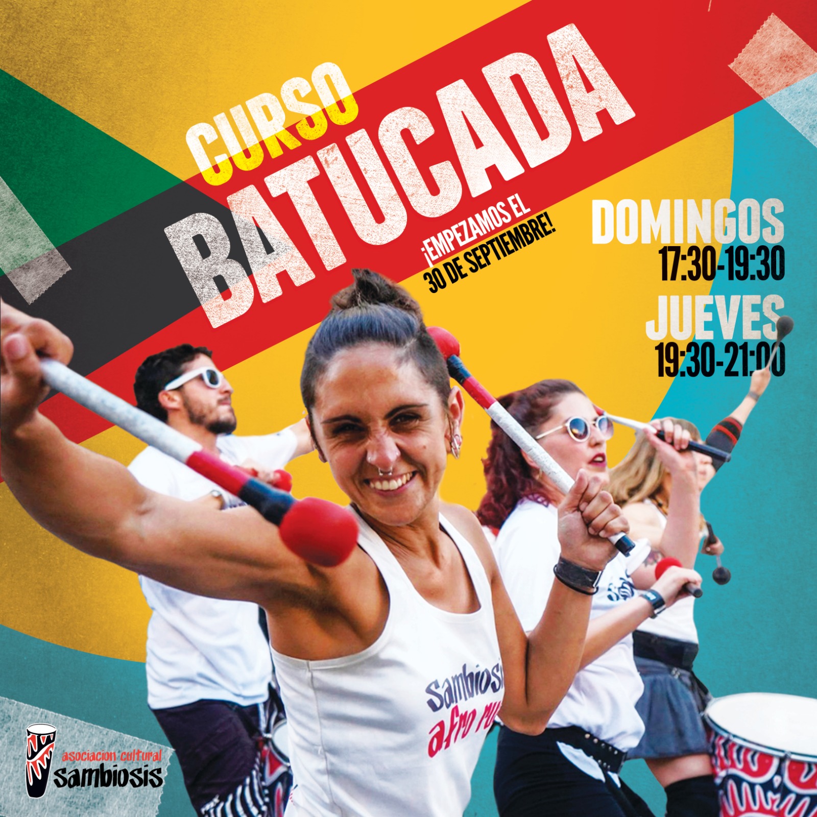 Cartel Curso de Batucada (Percusión Afrobrasileña) - Escuela Sambiosis